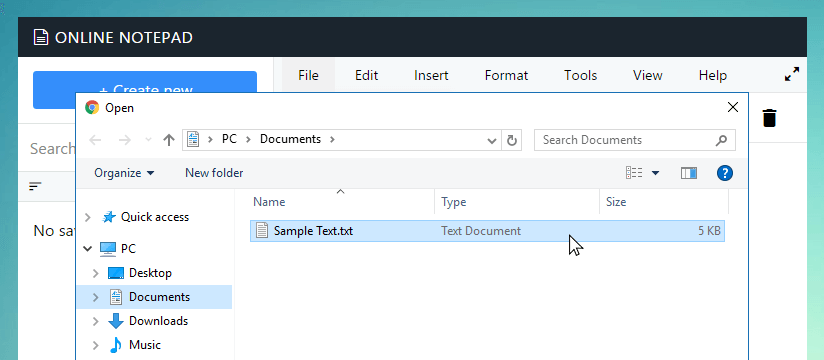 Open file dialog in Tossseo